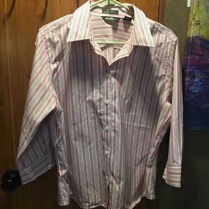 Eddie Bauer Pink/Red/White Stripe Women’s Shirt XL